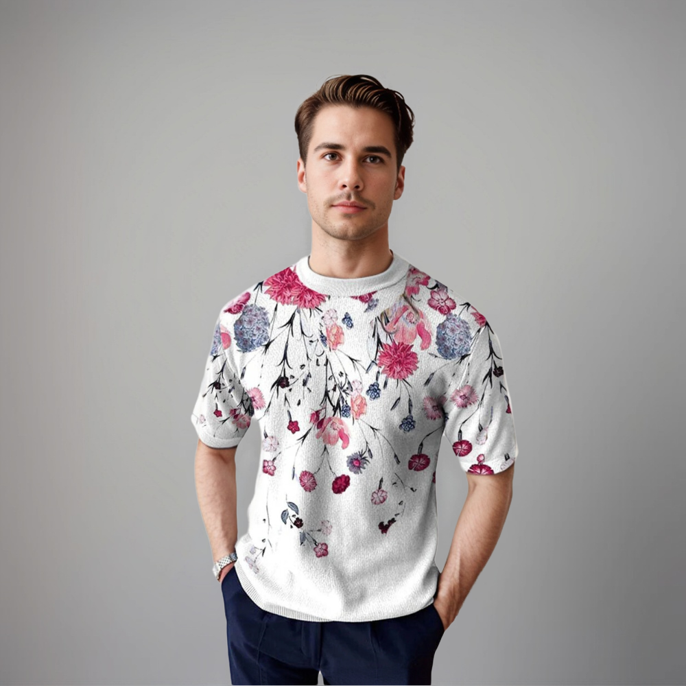 Damiano | Chemise Élégante à Manches Courtes Florales pour Hommes