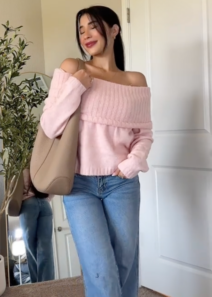 Elena - pull en jersey élégant à épaules dénudées pour un look tendance et confortable
