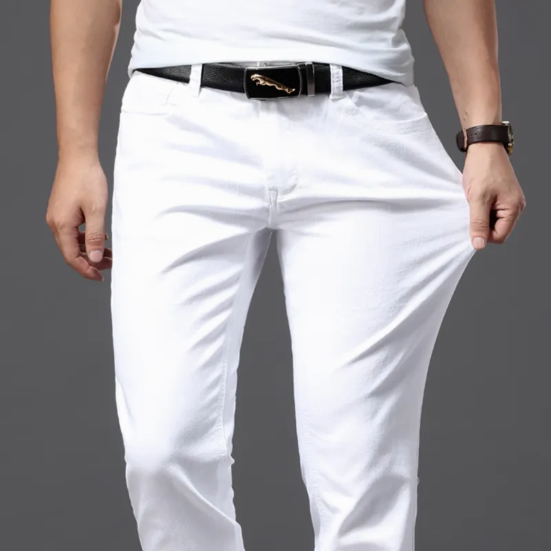Pantaloons en Denim Élastique Blanc Élégant - Confort et Style pour Toutes les Occasions