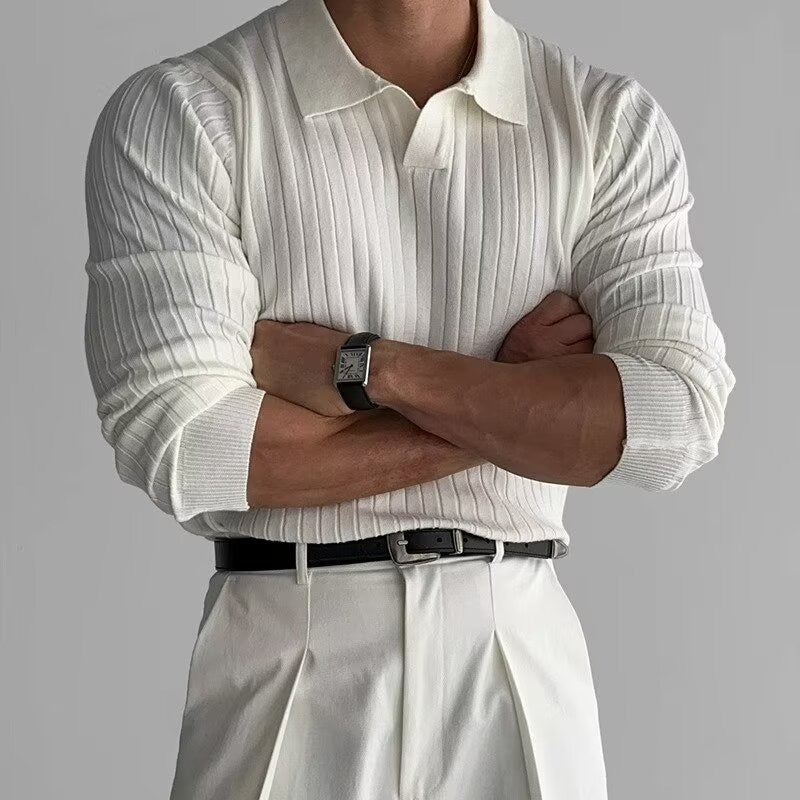 <p>Polo en maille élégante à manches longues pour un look sophistiqué</p>