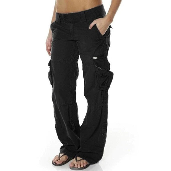Eliana - Pantalon cargo à taille basse tendance avec poches pratiques pour femmes