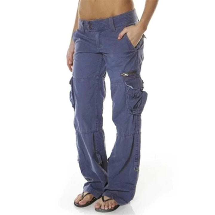 Eliana - Pantalon cargo à taille basse tendance avec poches pratiques pour femmes