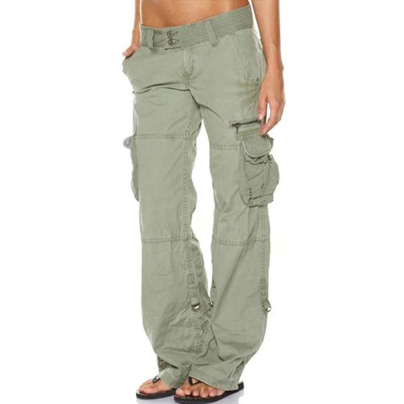 Eliana - Pantalon cargo à taille basse tendance avec poches pratiques pour femmes