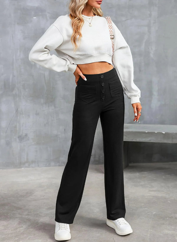 Pantalon Large Taille Haute - Un Pantalon Décontracté Confortable et Stylé pour Chaque Occasion