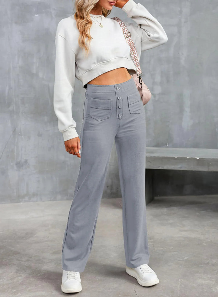 Pantalon Large Taille Haute - Un Pantalon Décontracté Confortable et Stylé pour Chaque Occasion