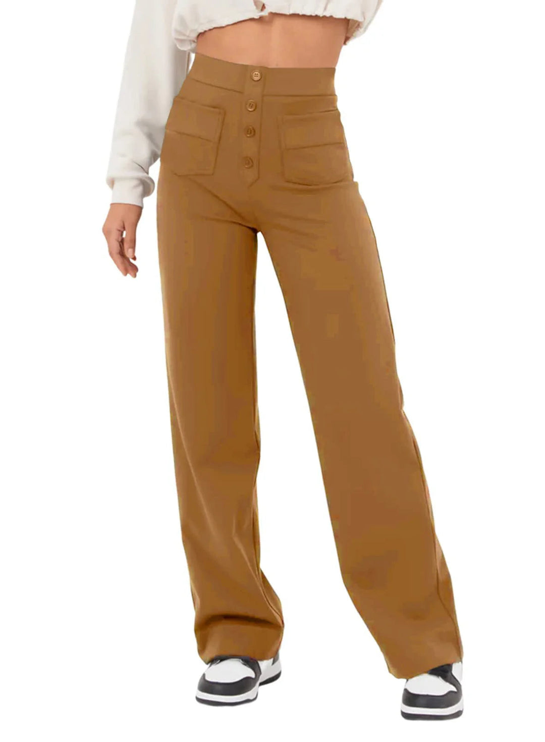 Pantalon Large Taille Haute - Un Pantalon Décontracté Confortable et Stylé pour Chaque Occasion