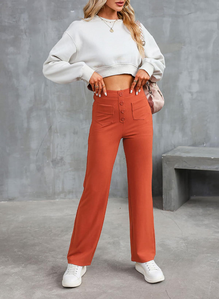 Pantalon Large Taille Haute - Un Pantalon Décontracté Confortable et Stylé pour Chaque Occasion