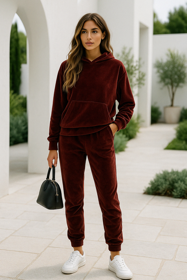 Evi | Pantalon de jogging en velours luxe pour un confort ultime et un style au canapé.