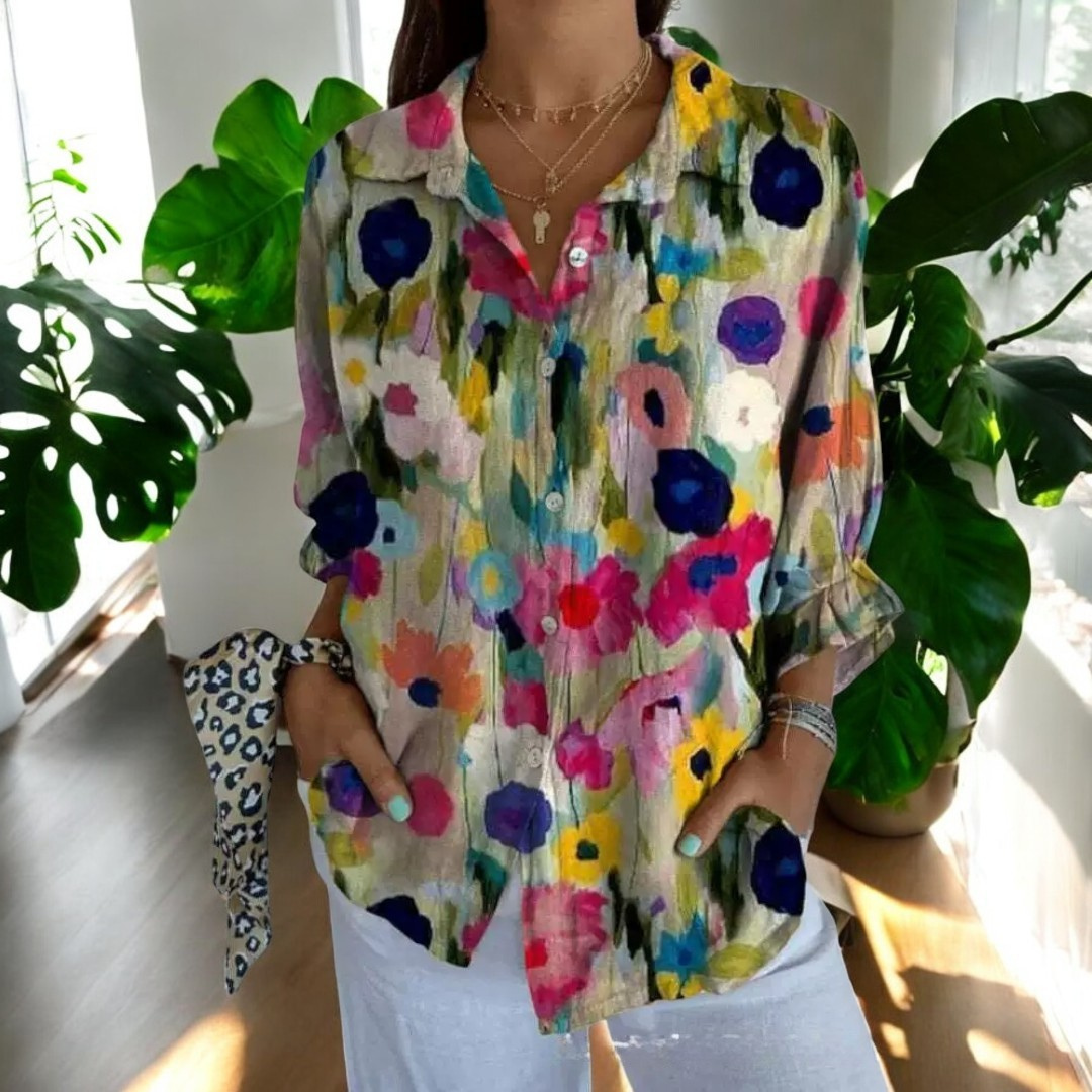 Liera - Élégante blouse pour femme avec fermeture à boutons traversants pour un look stylé