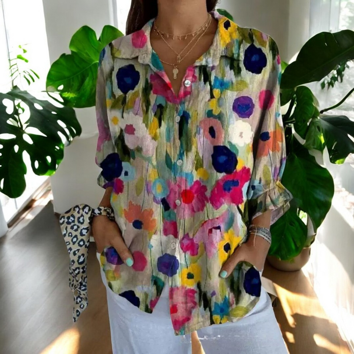 Liera - Élégante blouse pour femme avec fermeture à boutons traversants pour un look stylé