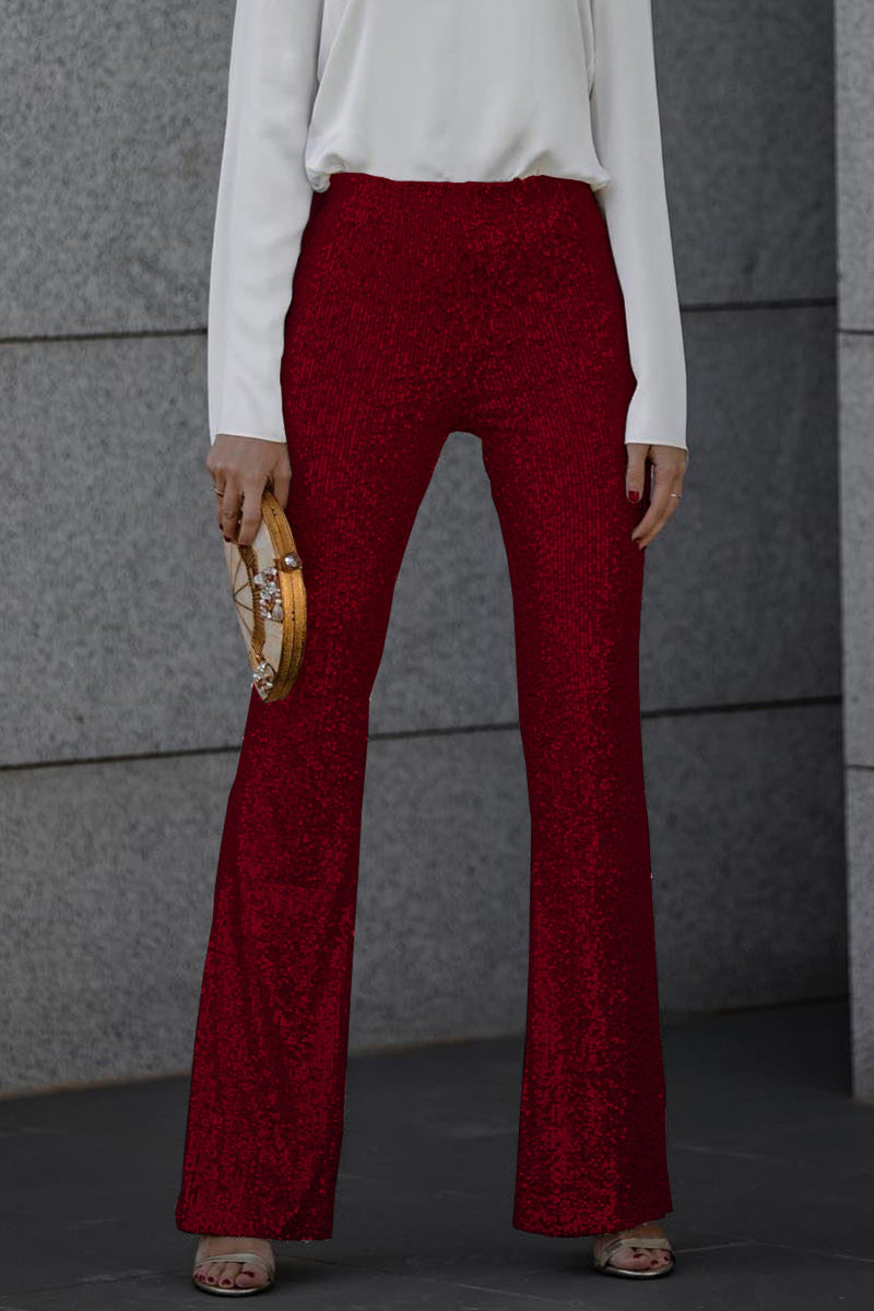 Pantalon à paillettes élégant avec taille haute chic pour vos soirées.