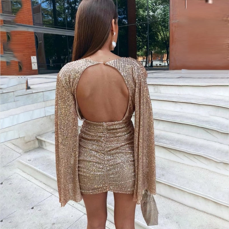 Carlotta | Robe Mini Étincelante - Combinaison de Soirée Luxe, look élégant et glamour