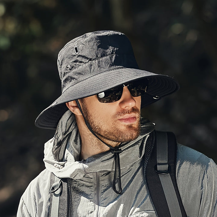 Chapeau de soleil SunDrift avec protection UV, idéal pour la randonnée, les voyages et le plaisir à la plage.