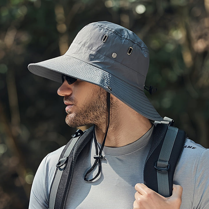 Chapeau de soleil SunDrift avec protection UV, idéal pour la randonnée, les voyages et le plaisir à la plage.