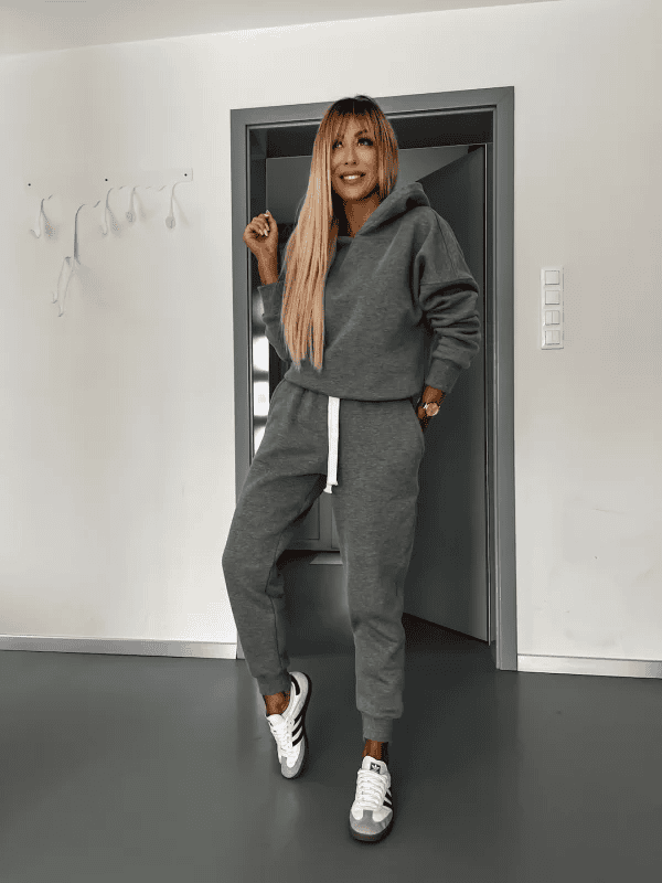 LoungeFit | Chic Tweed Lounge Jogging Suit Hoodie for Women