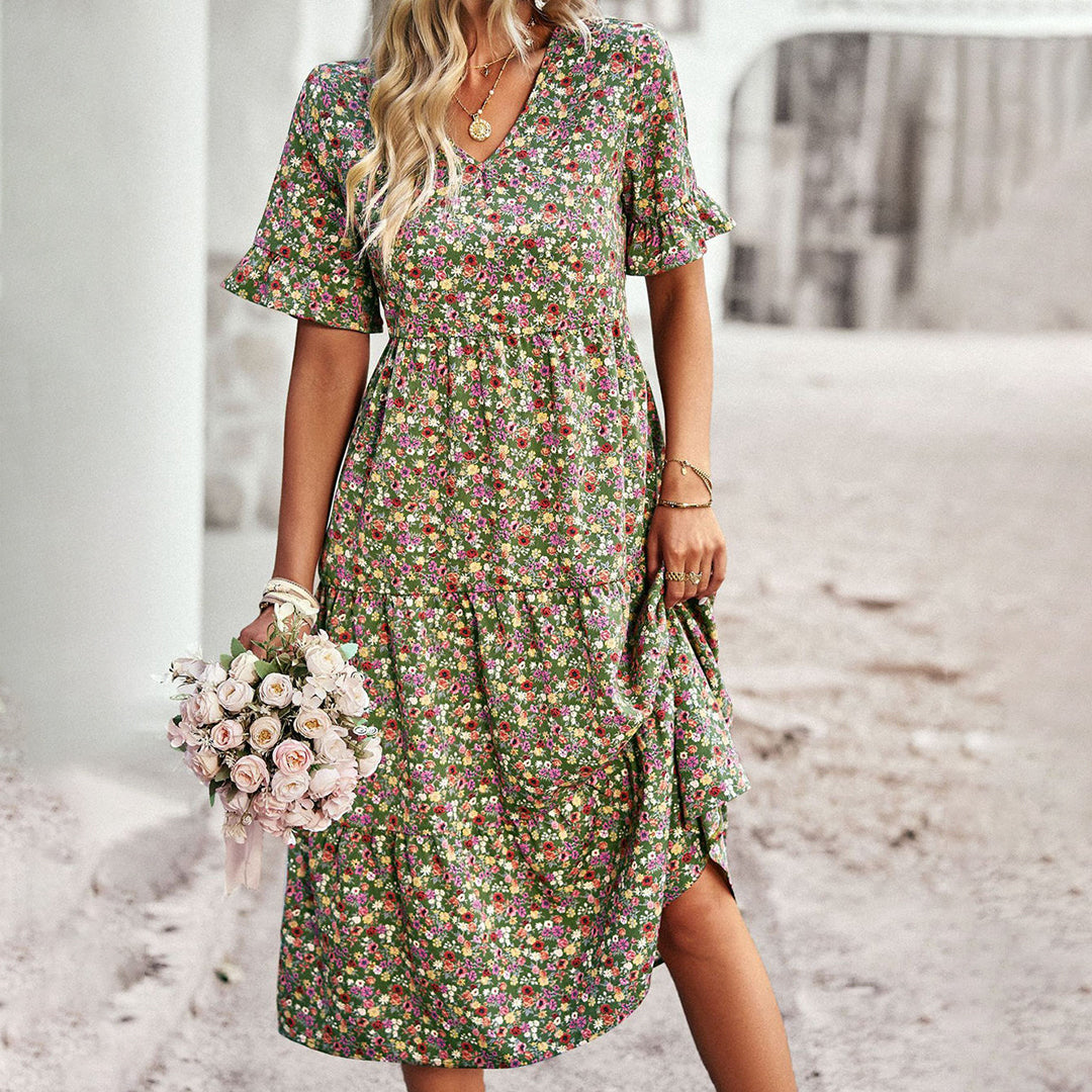 Zdenka | Élégante robe de chambre midi à fleurs inspirée du vintage pour femmes