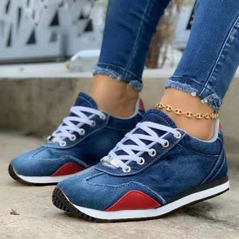 Baskets en sheen denim tendance pour femmes pour un look décontracté