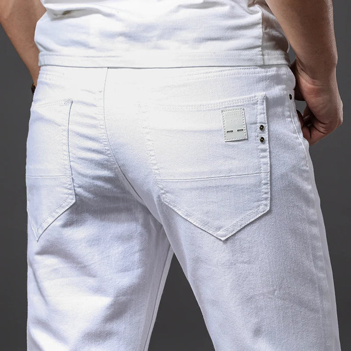 Pantaloons en Denim Élastique Blanc Élégant - Confort et Style pour Toutes les Occasions