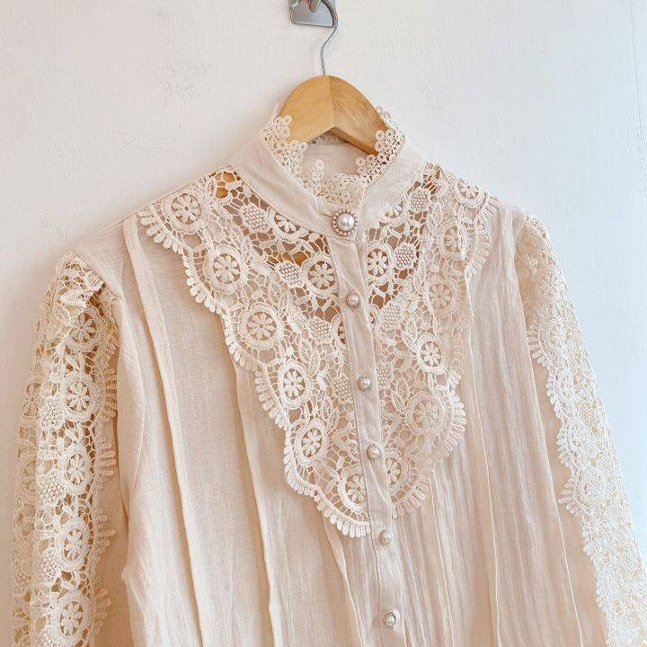 Zahirah - Blouse élégante pour femmes avec manches bouffantes et un col haut raffiné pour un look chic.