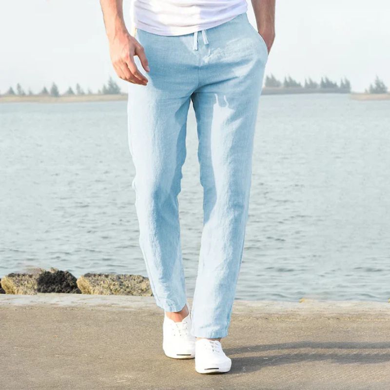 Pantalon d'été en lin pour hommes - Confortable, respirant, léger et décontracté pour un look d'été élégant
