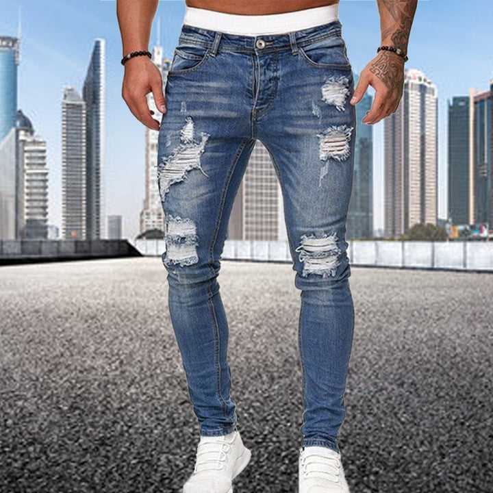 Jeans skinny pour hommes élégants - pantalon en denim déchiré tendance avec une coupe slim