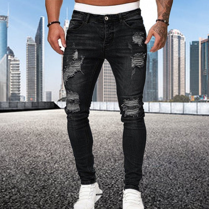 Jeans skinny pour hommes élégants - pantalon en denim déchiré tendance avec une coupe slim