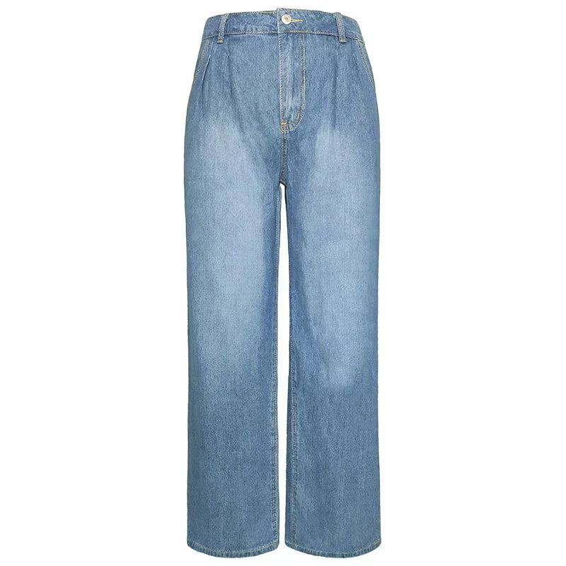 Jeans large et stylé - denim bleu décontracté - idéal pour tous les jours