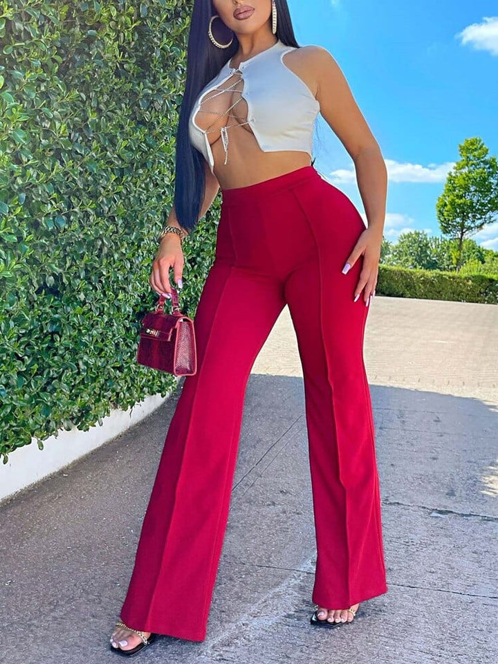 Pantalon évasé à taille haute élégante pour toutes les occasions pour des tenues stylées.