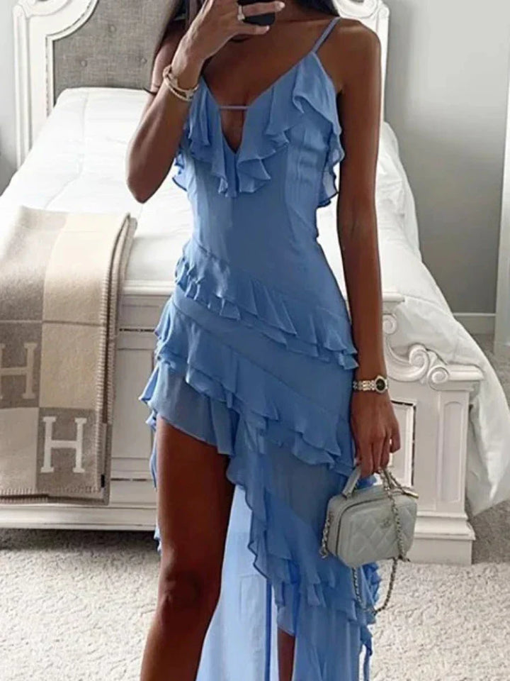 Wilna | Robe Maxi Bodycon Séduisante avec Volants - Robe de Soirée Asymétrique Épurée pour un Look Irrésistible