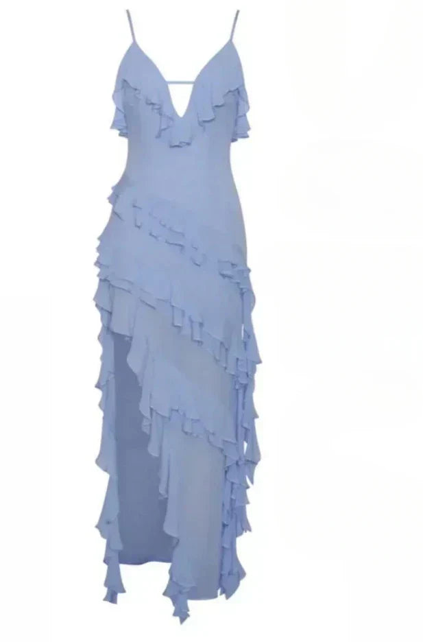 Wilna | Robe Maxi Bodycon Séduisante avec Volants - Robe de Soirée Asymétrique Épurée pour un Look Irrésistible