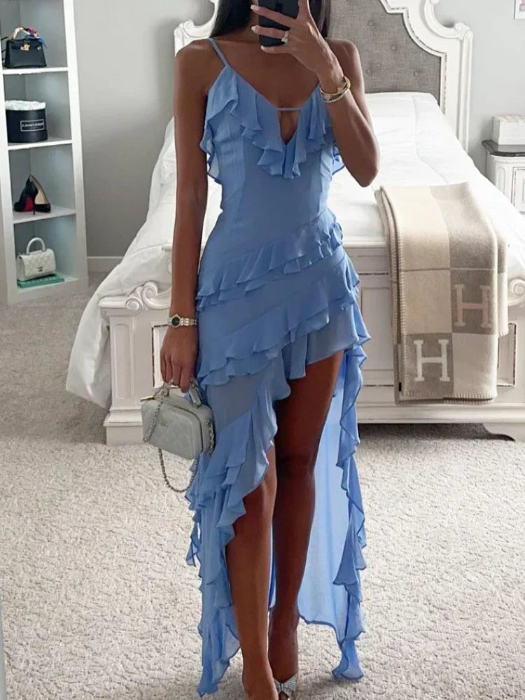 Wilna | Robe Maxi Bodycon Séduisante avec Volants - Robe de Soirée Asymétrique Épurée pour un Look Irrésistible