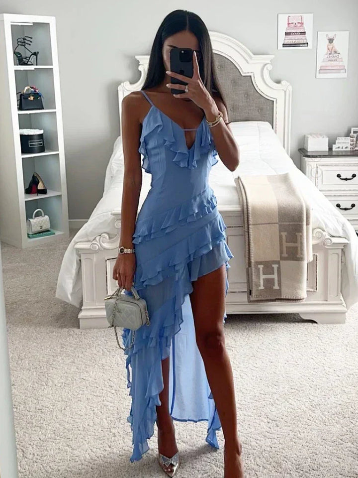 Wilna | Robe Maxi Bodycon Séduisante avec Volants - Robe de Soirée Asymétrique Épurée pour un Look Irrésistible