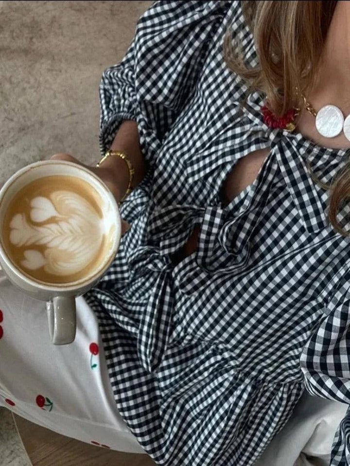 Indy - Blouse élégante pour femmes avec de longues manches bouffantes élégantes