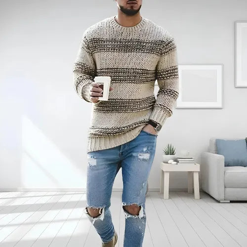 Sven™ Pull Rayé Élégant pour Hommes pour un Look Tendance et Confortable