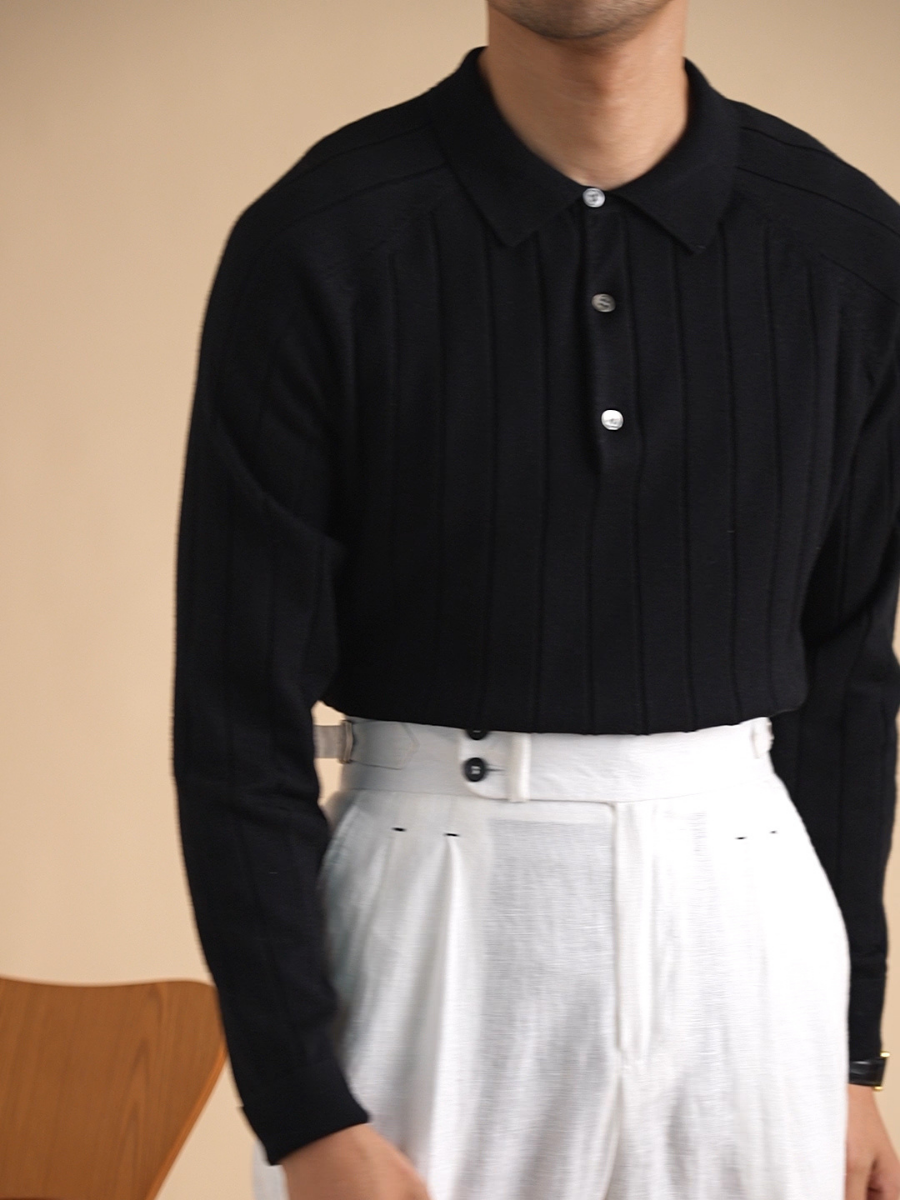 Jelle™ Chic Élégante Polo Tricotée Fine pour Hommes