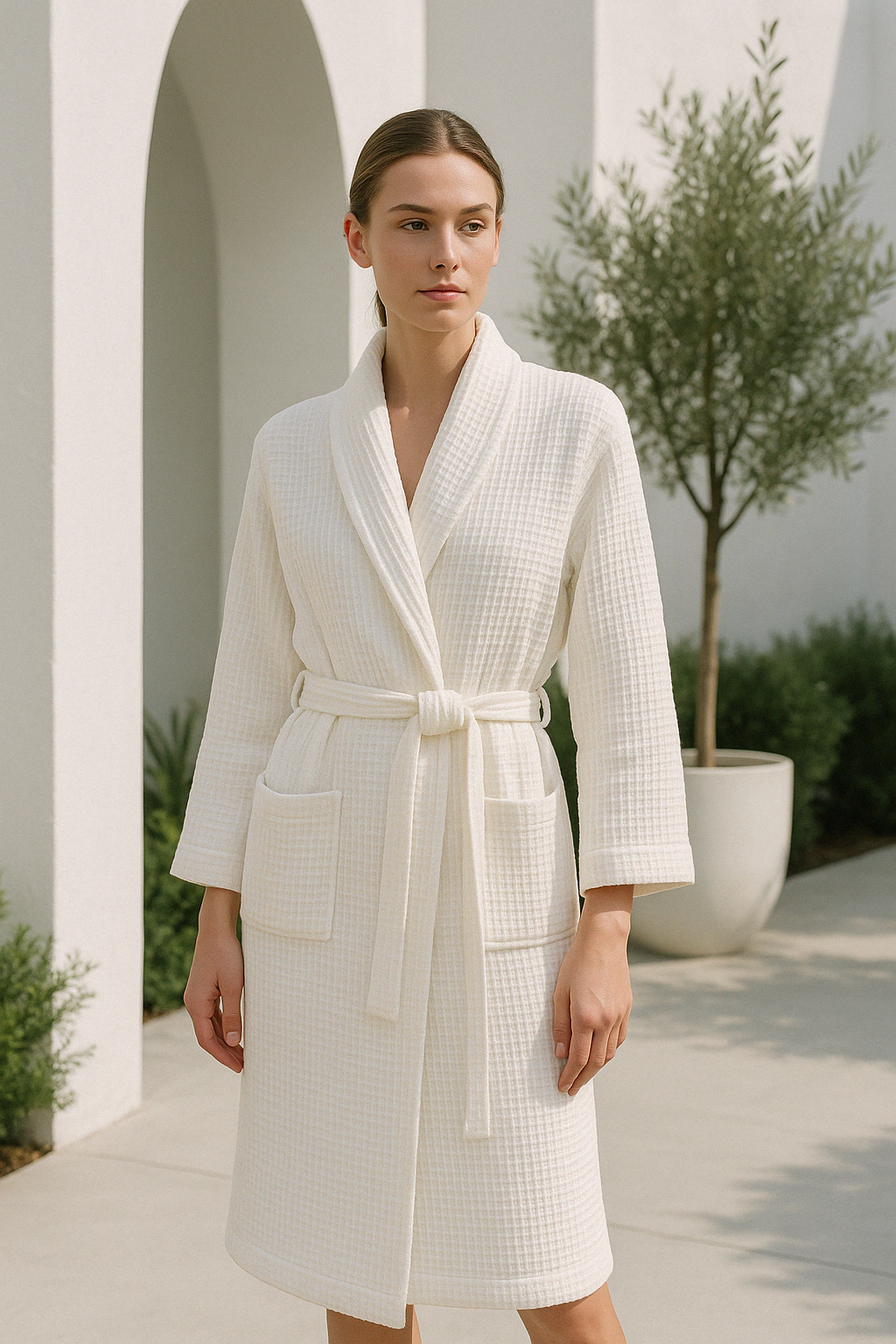 Peignoir en Coton Kathryn Luxe Avec Poches Pratiques pour un Confort Ultime