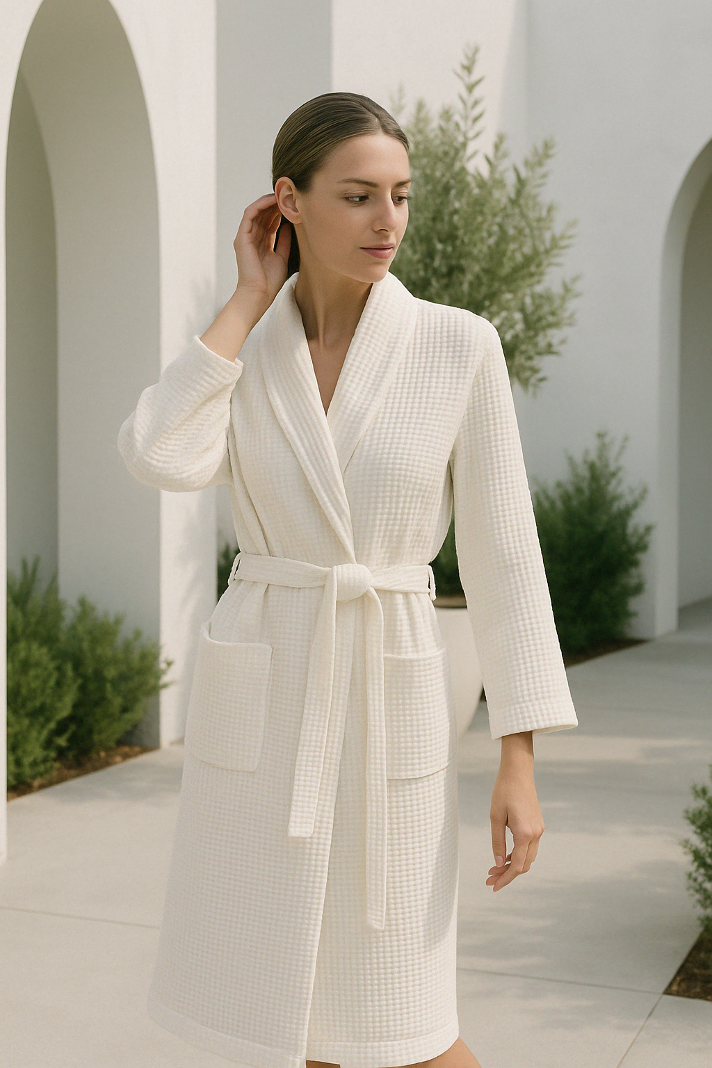 Peignoir en Coton Kathryn Luxe Avec Poches Pratiques pour un Confort Ultime