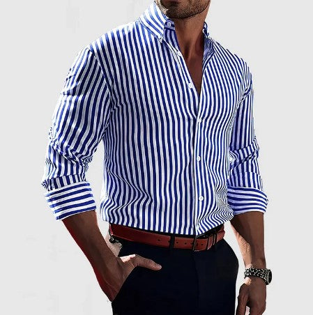 Chemise Classique Élegante Rayée - Coupe Slim Pour Style Décontracté et Professionnel