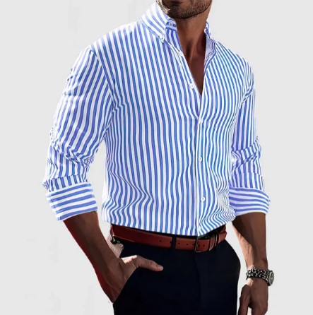 Chemise Classique Élegante Rayée - Coupe Slim Pour Style Décontracté et Professionnel