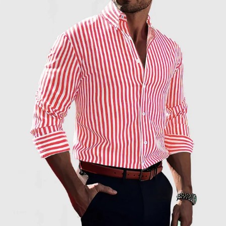 Chemise Classique Élegante Rayée - Coupe Slim Pour Style Décontracté et Professionnel