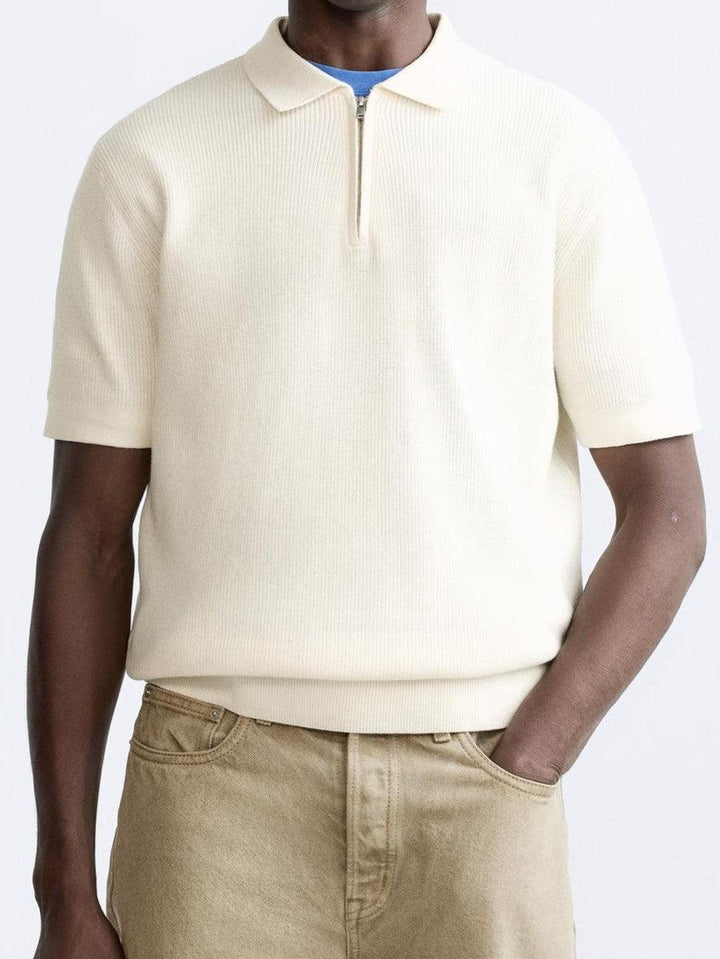 Polo tricotée élégante avec fermeture éclair pour un look raffiné