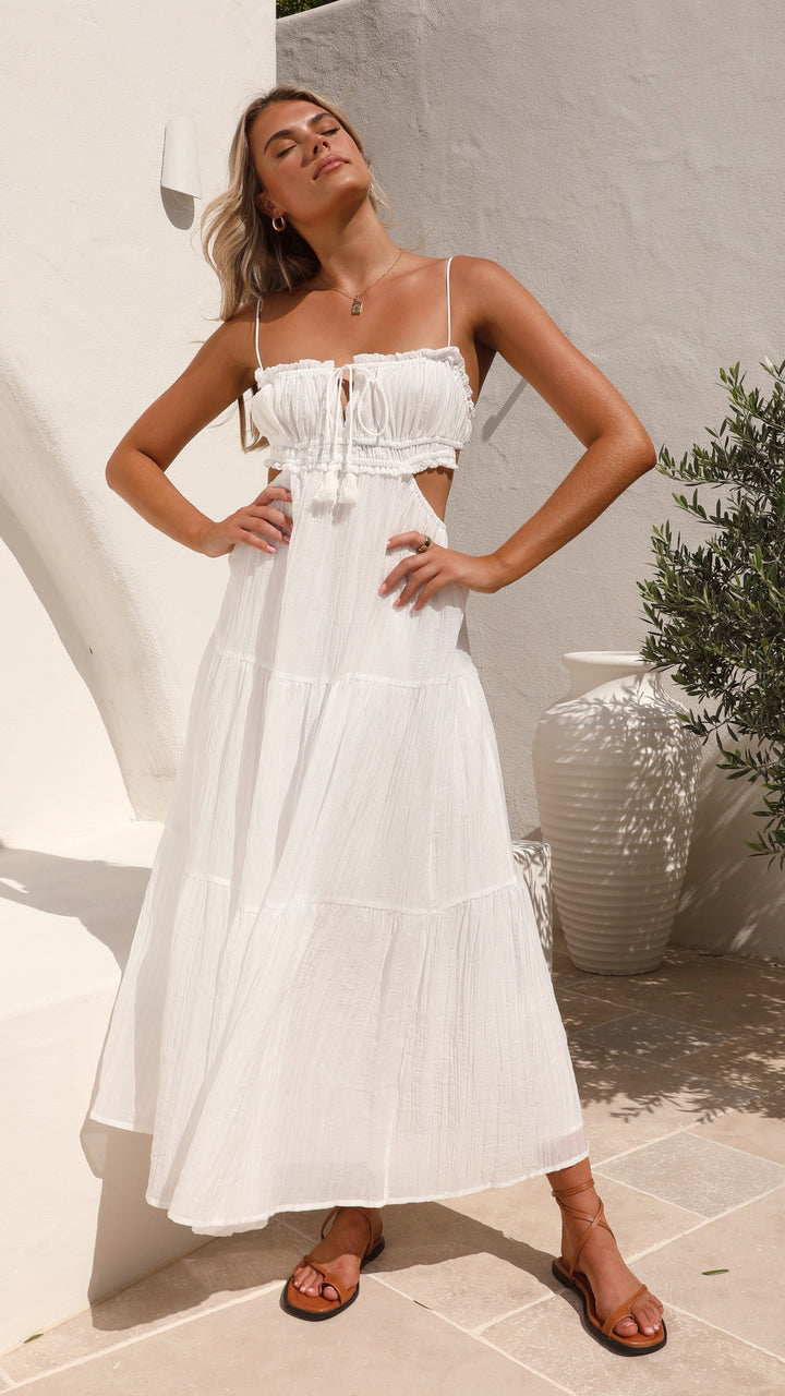 Anahi | Robe midi d'été élégante pour femmes avec découpes et ceinture ajustée