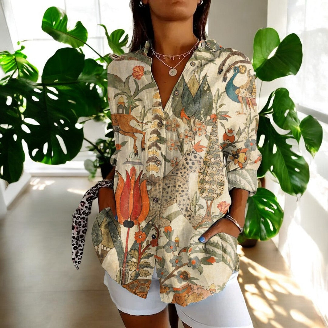 Liera - Élégante blouse pour femme avec fermeture à boutons traversants pour un look stylé