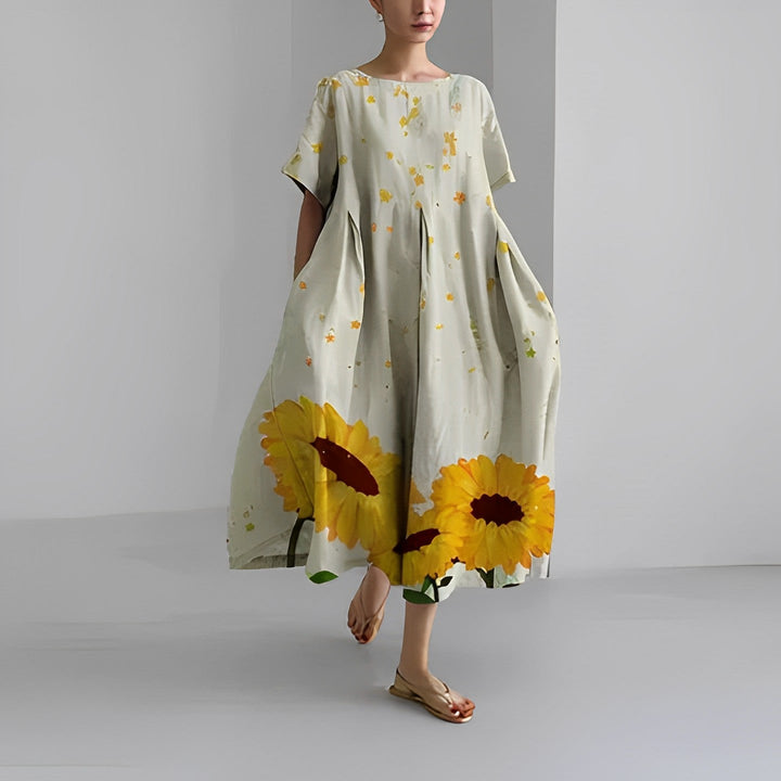 Vittoria | Charmante robe de chambre maxi boho pour femmes avec imprimé floral et poches pratiques