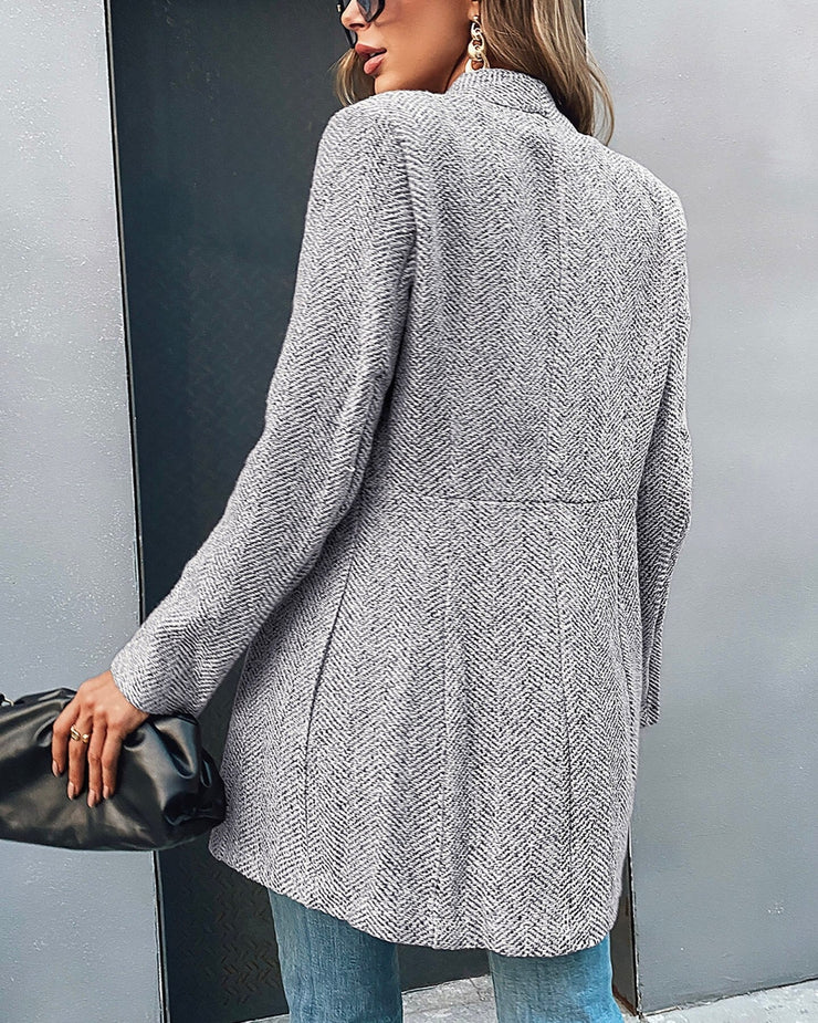 Blazer Élégant Long Olivette pour Femmes avec Ouverture Frontale et Poches Pratiques