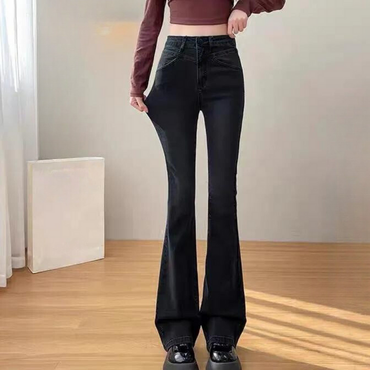 Lenora - Pantalon évasé noir stylé pour femmes pour un look tendance