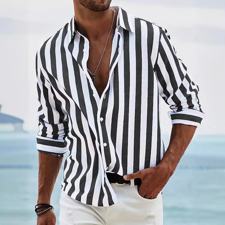 Chemise rayée légère et confortable pour homme - Parfaite pour des looks décontractés et tendance.