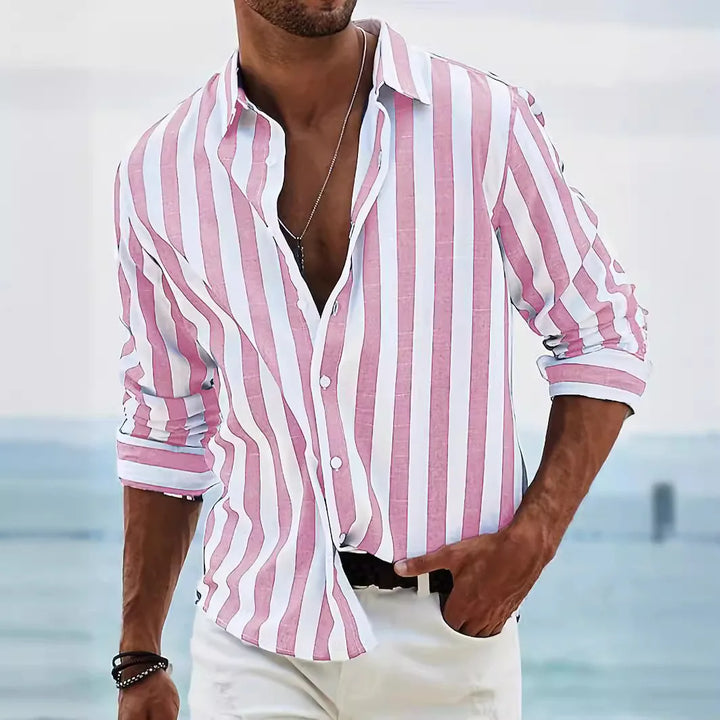 Chemise rayée légère et confortable pour homme - Parfaite pour des looks décontractés et tendance.