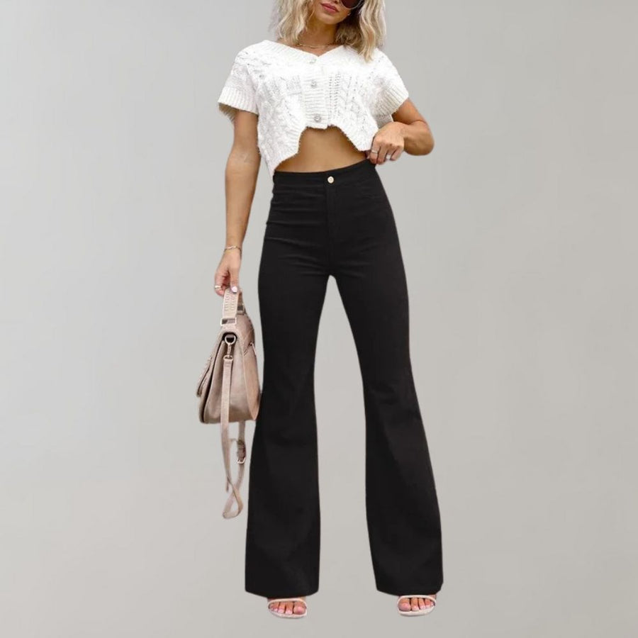 Livia - Pantalon en velours côtelé à pattes d'éléphant élégant et tendance pour un look stylé.