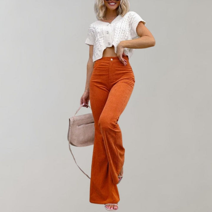 Livia - Pantalon en velours côtelé à pattes d'éléphant élégant et tendance pour un look stylé.